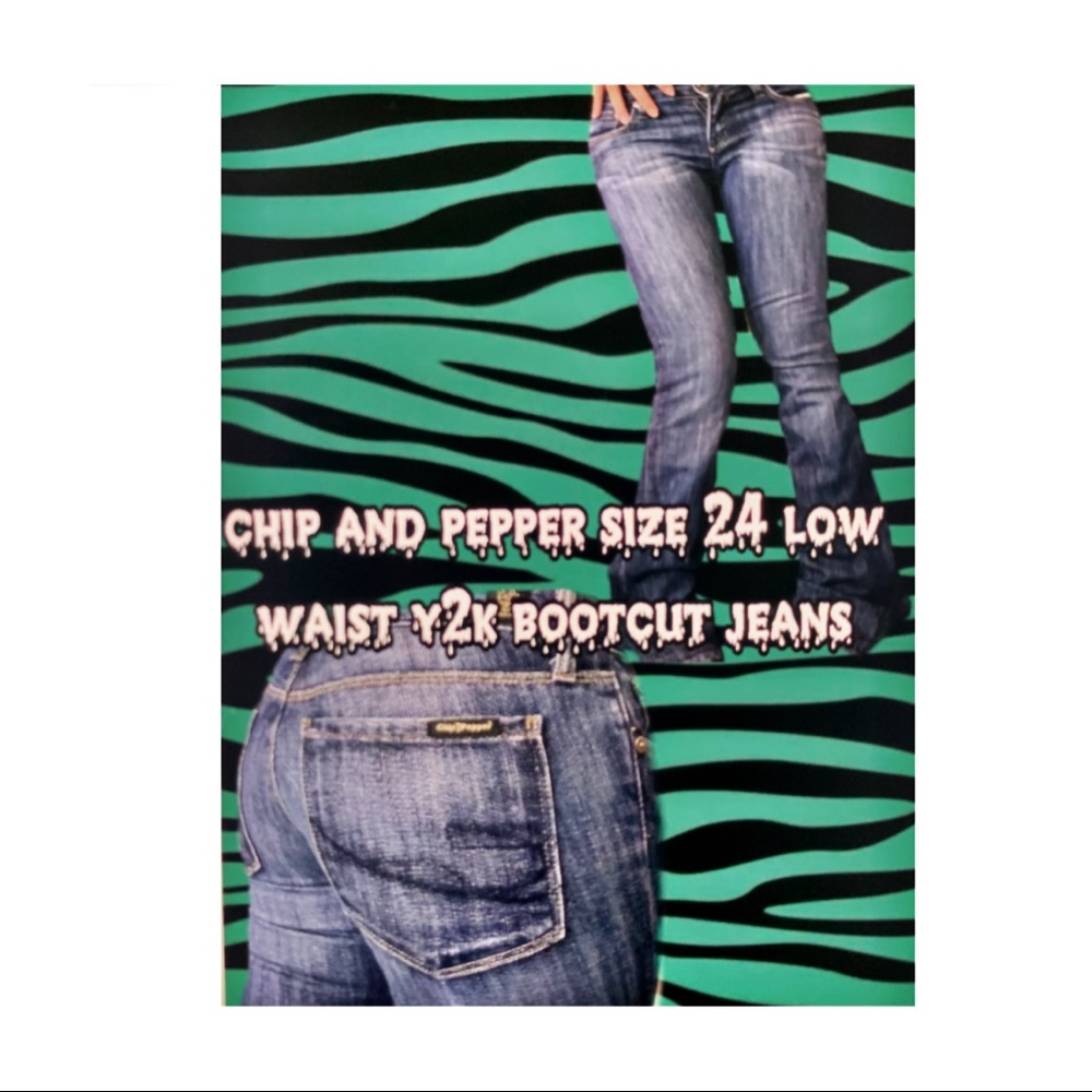 chip and pepper low waisted y2k bootcut dark blue jeans